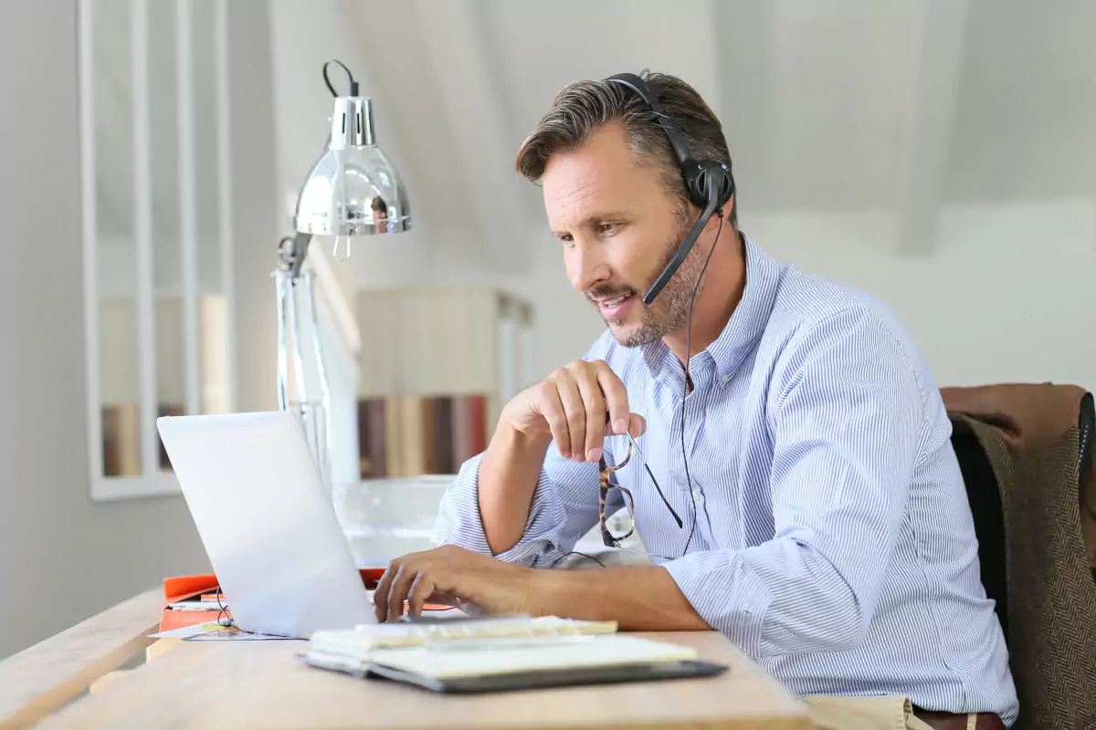 businessman teleworking